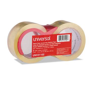 Universal® Heavy-duty Acrylic Box Sealing Tape With Dispenser, 3" Core, 1.88" X 54.6 Yds, Clear, 2-pack freeshipping - TVN Wholesale